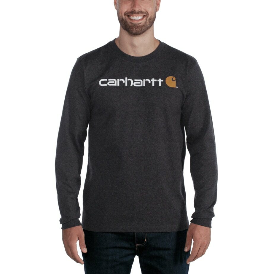 Carhartt langærmet core logo t-shirt - BLACK, XS