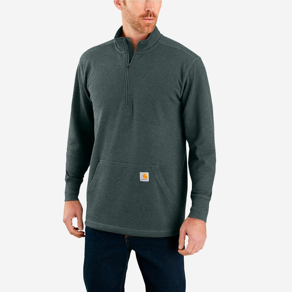 Carhartt sweater med half zip - ELM HEATHER, XXL