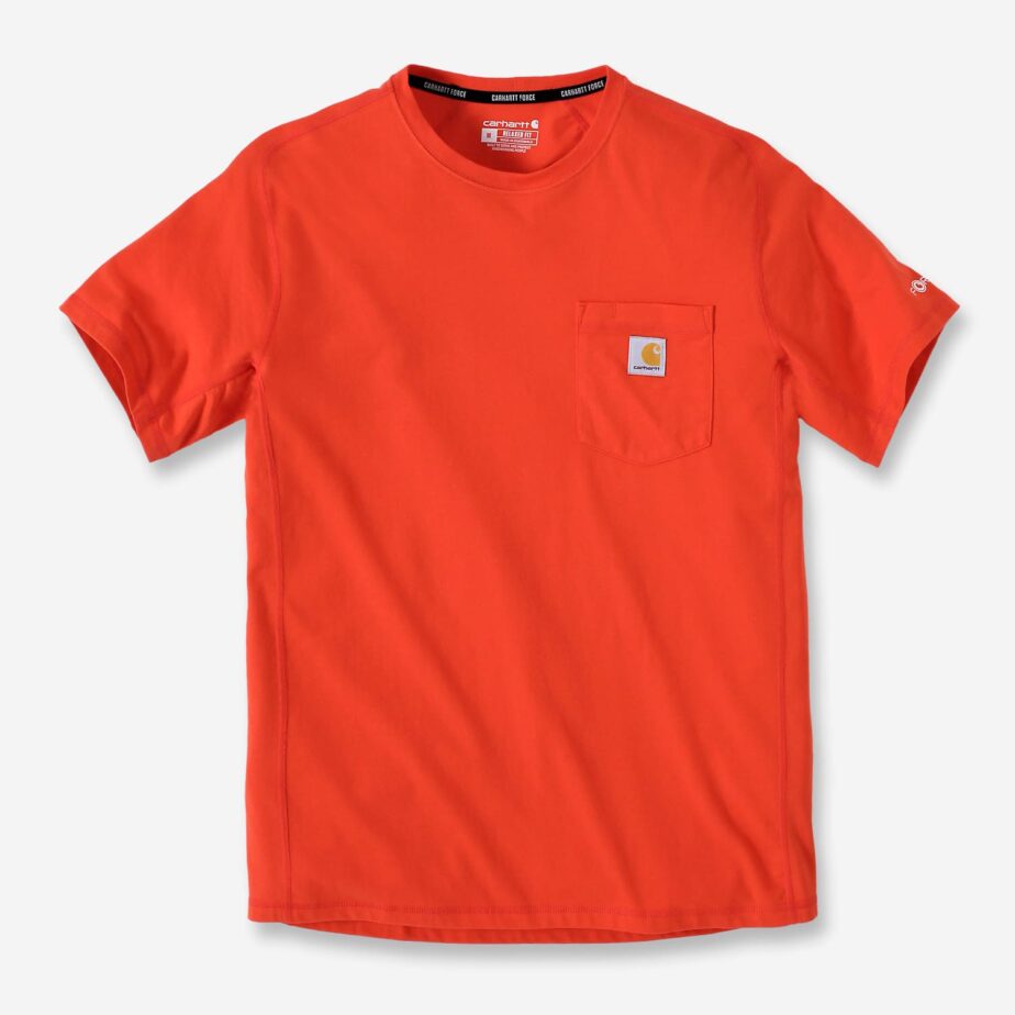 Carhartt force kortærmet t-shirt med lomme i rødorange