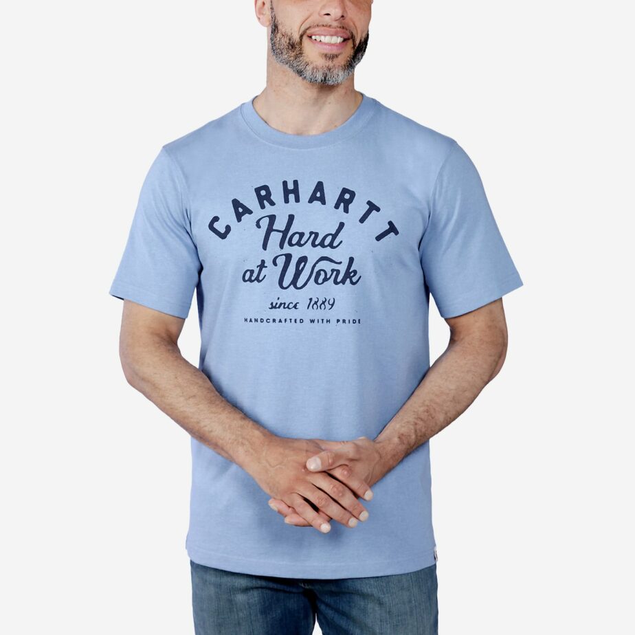 Carhartt t-shirt med grafisk logotryk i lyseblå